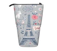 KWQDOZF Astuccio portapenne con supporto per la Torre Eiffel di Parigi, astuccio telescopico a forma di città romantica, organizer espandibile per articoli da ufficio, trucco e viaggi.