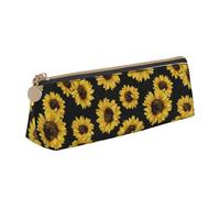 KWQDOZF Astuccio triangolare con soli dorati Astuccio in pelle Astuccio per penne Astuccio per trucco per donne Uomini Scuola Ufficio e viaggi