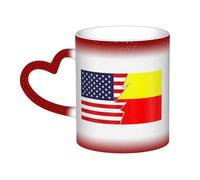 KWQDOZF Bandiera del popolo Kannada e America Tazza in ceramica sensibile al calore che cambia colore Tazza isolata Novità Tazze da viaggio uniche Tazze per la casa 11 OZ