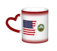 KWQDOZF Bandiera della nazione Muscogee e America Tazza in ceramica sensibile al calore che cambia colore Tazza isolata Novità Tazze da viaggio uniche Tazze per la casa 11 OZ