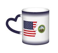 KWQDOZF Bandiera della nazione Muscogee e America Tazza in ceramica sensibile al calore che cambia colore Tazza isolata Novità Tazze da viaggio uniche Tazze per la casa 11 OZ