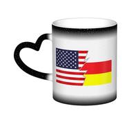 KWQDOZF Bandiera dell'Ossezia del Nord e America Tazza in ceramica sensibile al calore che cambia colore Tazza isolata Novità Tazze da viaggio uniche Tazze per la casa 11 OZ