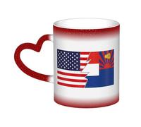 KWQDOZF Bandiera dell'Unione Nazionale Karen e America Tazza Tazza in Ceramica Termosensibile Cambia Colore Tazza Isolata Novità Uniche Tazze da Viaggio Tazze per la Casa 11 OZ