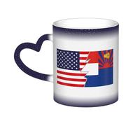 KWQDOZF Bandiera dell'Unione Nazionale Karen e America Tazza Tazza in Ceramica Termosensibile Cambia Colore Tazza Isolata Novità Uniche Tazze da Viaggio Tazze per la Casa 11 OZ