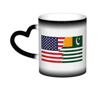 KWQDOZF Bandiera di Azad Kashmir e America Tazza in ceramica sensibile al calore che cambia colore Tazza isolata Novità Tazze da viaggio uniche Tazze per la casa 11 OZ