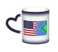 KWQDOZF Bandiera di Galmudug (2009-2010) e America Tazza in ceramica sensibile al calore che cambia colore Tazza isolata Novità Tazze da viaggio uniche Tazze per la casa 11 OZ