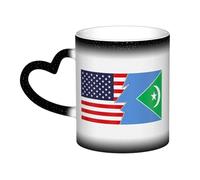 KWQDOZF Bandiera di Galmudug (2009-2010) e America Tazza in ceramica sensibile al calore che cambia colore Tazza isolata Novità Tazze da viaggio uniche Tazze per la casa 11 OZ