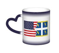 KWQDOZF Bandiera di Torino e America Tazza in ceramica Tazza termica che cambia colore Tazza isolata Novità Tazze da viaggio uniche Tazze per la casa 11 OZ