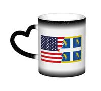 KWQDOZF Bandiera di Torino e America Tazza in ceramica Tazza termica che cambia colore Tazza isolata Novità Tazze da viaggio uniche Tazze per la casa 11 OZ