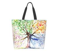 KWQDOZF Borsa a tracolla Four Seasons Tree10, grande, riutilizzabile, ecologica, borsa portaoggetti portatile