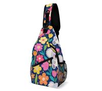 KWQDOZF Borsa a tracolla ultraleggera, multiuso, antifurto, per escursioni in bicicletta, viaggi, zaino portautensili (disegno di un simpatico koala e fiori)