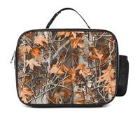 KWQDOZF Borsa porta pranzo alla moda con foglie morte, mimetica, contenitore portatile per il pranzo isolato, a prova di perdite