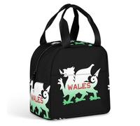 KWQDOZF Borsa porta pranzo con bandiera del Galles, motivo drago gallese, per donne e uomini, contenitori porta pranzo isolati, per lavoro, picnic e viaggi
