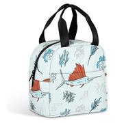 KWQDOZF Borsa porta pranzo gigante a forma di tonno rosso, per donne e uomini, contenitore termico per il pranzo, per lavoro, picnic e viaggi