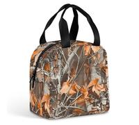 KWQDOZF Borsa porta pranzo mimetica da caccia con foglie morte, per donne e uomini, contenitori porta pranzo isolati, per lavoro, picnic, viaggi