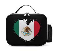 KWQDOZF Borsa porta pranzo portatile con bandiera messicana, cuore e cactus, contenitori per il pranzo isolati e riutilizzabili, a prova di perdite, per lavoro e picnic