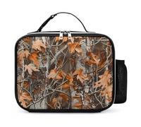 KWQDOZF Borsa porta pranzo portatile con foglie morte, mimetica, riutilizzabile, isolata, a prova di perdite, per lavoro e picnic