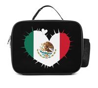 KWQDOZF Borsa porta pranzo portatile con isolamento termico, a prova di perdite, con bandiera messicana, a forma di cuore e cactus