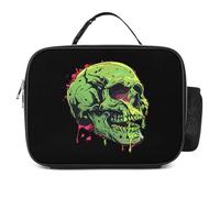 KWQDOZF Borsa porta pranzo portatile con isolamento termico, a prova di perdite, con motivo a teschio e fantasma, glitterata e alla moda