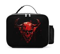 KWQDOZF Borsa porta pranzo portatile con teschio malvagio in metallo e morte, riutilizzabile, isolata, a prova di perdite, per lavoro e picnic