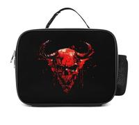 KWQDOZF Borsa porta pranzo portatile isolata a prova di perdite, con teschio malvagio in metallo e morte alla moda