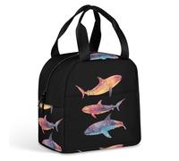 KWQDOZF Borsa portapranzo colorata a forma di squalo balena, per donne e uomini, contenitore termico per il pranzo, per lavoro, picnic e viaggi.
