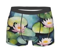 KWQDOZF Boxer da Uomo con Stampa di ninfee Nere, Pantaloncini in Microfibra Elasticizzati, Adatti per l'uso Quotidiano