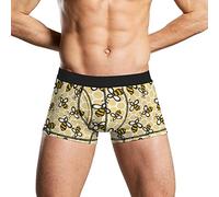 KWQDOZF Boxer Intimo da Uomo con Ape Gialla e Nido d'Ape, Mutande morbide Elasticizzate a Tronco Corto
