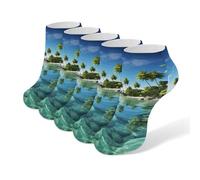 KWQDOZF Calzini in cotone con scritta Beautiful Island in The Sea per donna e uomo, calzini bassi per lavoro, 5 paia