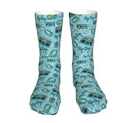 KWQDOZF Calzini vintage anni '90 Boom-Box a nido d'ape per donna uomo ragazzo ragazza calze sportive moda casual 40 cm