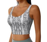 KWQDOZF Canotte da Allenamento da Donna con Stampa Pelle di Serpente in Bianco e Nero, Modello Racerback, per Sport, Yoga e Corsa, Senza Maniche.