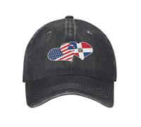 KWQDOZF Cappellino da Baseball Vintage Lavato con Bandiera Americana e della Repubblica Dominicana, per Uomo e Donna, Classico, regol