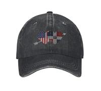 KWQDOZF Cappellino da Baseball Vintage Lavato con Bandiera Americana e della Repubblica Dominicana, per Uomo e Donna, Classico, regol