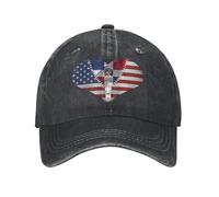 KWQDOZF Cappellino da Baseball Vintage Lavato per Uomo e Donna, metà Bandiera Americana e metà Bandiera della Repubblica Dominicana,
