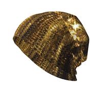 KWQDOZF Cappello a Cuffia in Maglia Slouchy da Donna per Uomo Adulto con Paillettes Dorate Scintillanti, Morbido e Morbido, per la Stagione Fredda