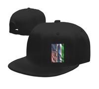 KWQDOZF Cappello da Baseball Classico da Camionista con Visiera Piatta e Regolabile, con Bandiera Americana e della Sierra Leone, da