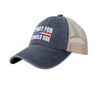 KWQDOZF Cappello da Camionista Pray for Charlie Kirk, Dio benedica Charlie 1993-2025, Berretto da Baseball Regolabile in Rete da cowb