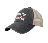 KWQDOZF Cappello da Camionista Pray for Charlie Kirk, Dio benedica Charlie 1993-2025, Berretto da Baseball Regolabile in Rete da cowb