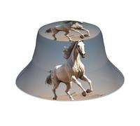 KWQDOZF Cappello da Pescatore Reversibile con Immagine del Cavallo in Corsa - Copricapo Protettivo Unisex per Il Campeggio e Le attività all'aperto