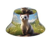 KWQDOZF Cappello da Pescatore Reversibile con Immagine del Furetto della Fauna Selvatica - Copricapo di Protezione Unisex per Il Campeggio e Le attività all'aperto