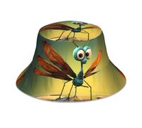KWQDOZF Cappello da Pescatore Reversibile con Immagine della Libellula del Fumetto - Copricapo di Protezione Unisex per Il Campeggio e Le attività all'aperto