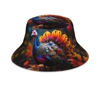 KWQDOZF Cappello da Pescatore Reversibile con Immagine della Turchia del Ringraziamento - Copricapo di Protezione Unisex per Il Campeggio e Le attività all'aperto