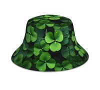 KWQDOZF Cappello da Pescatore Reversibile con Immagine delle Foglie del Giorno di San Patrizio - Copricapo Protettivo Unisex per Il Campeggio e Le attività all'aperto