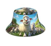 KWQDOZF Cappello da Pescatore Reversibile con Immagine di agnelli del Fumetto - Copricapo di Protezione Unisex per Il Campeggio e Le attività all'aperto