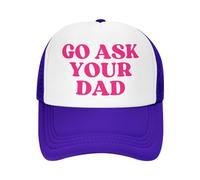 KWQDOZF Cappello Go Ask Your Dad Rosa, Regalo per papà, Cappello in Rete, Berretto da Baseball Nero, Uomo e Donna