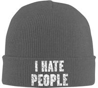 KWQDOZF Cappello Invernale Caldo Lavorato a Maglia per Adulti I Hate People - Uomo Donna Nero