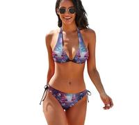 KWQDOZF Carino Axolotl sotto Il Mare Due Pezzi Bikini Set per Le Donne Scollo a V Costume da Bagno Triangolo Superiore Basso Vita Pan
