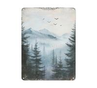 KWQDOZF Cartello in metallo vintage con scritta Natale innevato in montagna, decorazione da parete per casa, ufficio, club, bar, bagno, regali di compleanno, dimensioni 30,5x45,7 cm.