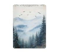 KWQDOZF Cartello in metallo vintage con scritta Natale innevato in montagna, decorazione da parete per casa, ufficio, club, bar, bagno, regali di compleanno, dimensioni 30,5x40,6 cm.