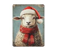 KWQDOZF Cartello in metallo vintage, decorazione da parete con pecorelle di Natale, per casa, ufficio, club, caffetteria, bar, bagno, regali di compleanno per le feste, dimensioni 8x12 pollici.